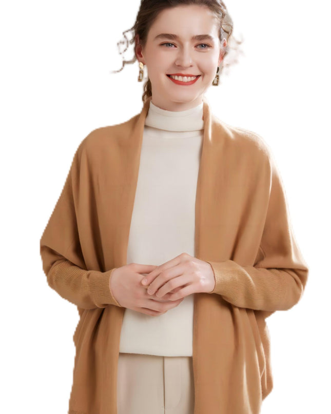 100% Cashmere Women's Casual Solid Color Cardigan, Early Autumn Design Thin Cardigan, Long-Sleeved Sweater Coat