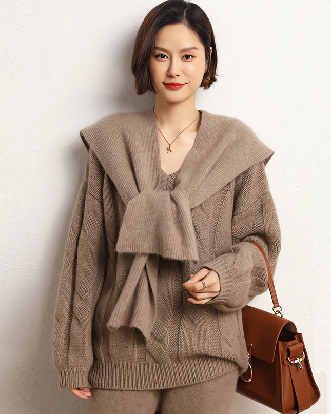 100% Luxary Cashmere  7G  fluffy hooded Shawl , Solid Color With Brioche Stitch Design, Easily to wear outside