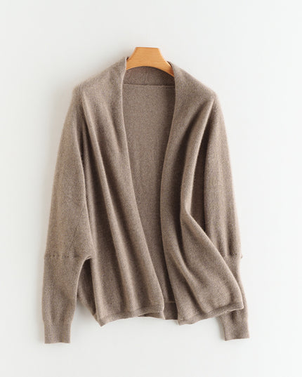 100% Cashmere Women's Casual Solid Color Cardigan, Early Autumn Design Thin Cardigan, Long-Sleeved Sweater Coat