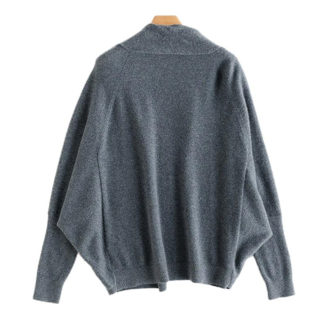 100% Cashmere Women's Casual Solid Color Cardigan, Early Autumn Design Thin Cardigan, Long-Sleeved Sweater Coat