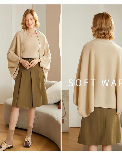 Autumn  &  Winter  Luxury 100% Pure Cashmere Cape , Warm Casual Versatile Fashion Style, solid color with no tassel cape