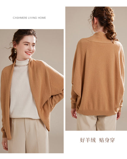 100% Cashmere Women's Casual Solid Color Cardigan, Early Autumn Design Thin Cardigan, Long-Sleeved Sweater Coat