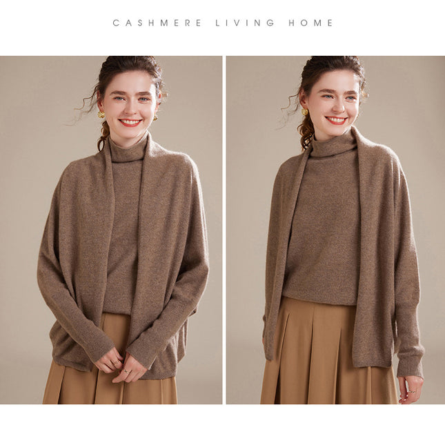 100% Cashmere Women's Casual Solid Color Cardigan, Early Autumn Design Thin Cardigan, Long-Sleeved Sweater Coat