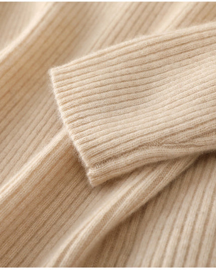 2023 Autumn Winter New Square V-neck Deep Rib 100% cashmere Sweater, low neck Slim knitwear Sweater