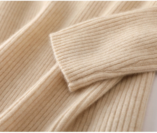 2023 Autumn Winter New Square V-neck Deep Rib 100% cashmere Sweater, low neck Slim knitwear Sweater