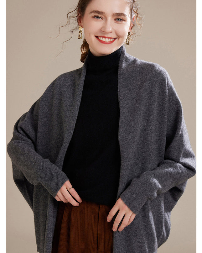 100% Cashmere Women's Casual Solid Color Cardigan, Early Autumn Design Thin Cardigan, Long-Sleeved Sweater Coat