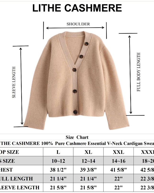 100% Pure Cashmere of Solid Color With Single-Breasted Sweater, Women V-Neck Cardigan ,Casual Thickened Knitted Loose Sweater