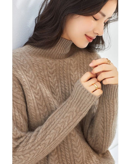 100% Luxury Women's Pure Cashmere Loose Knit Pullover Sweater ,Everything With Casual Temperament Cashmere Sweater