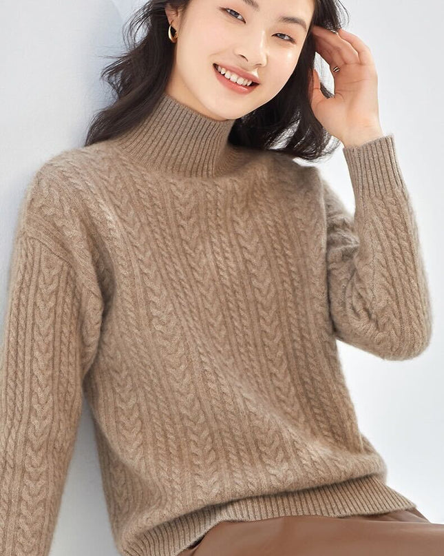 100% Luxury Women's Pure Cashmere Loose Knit Pullover Sweater ,Everything With Casual Temperament Cashmere Sweater