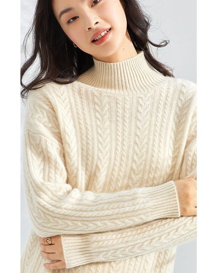 100% Luxury Women's Pure Cashmere Loose Knit Pullover Sweater ,Everything With Casual Temperament Cashmere Sweater