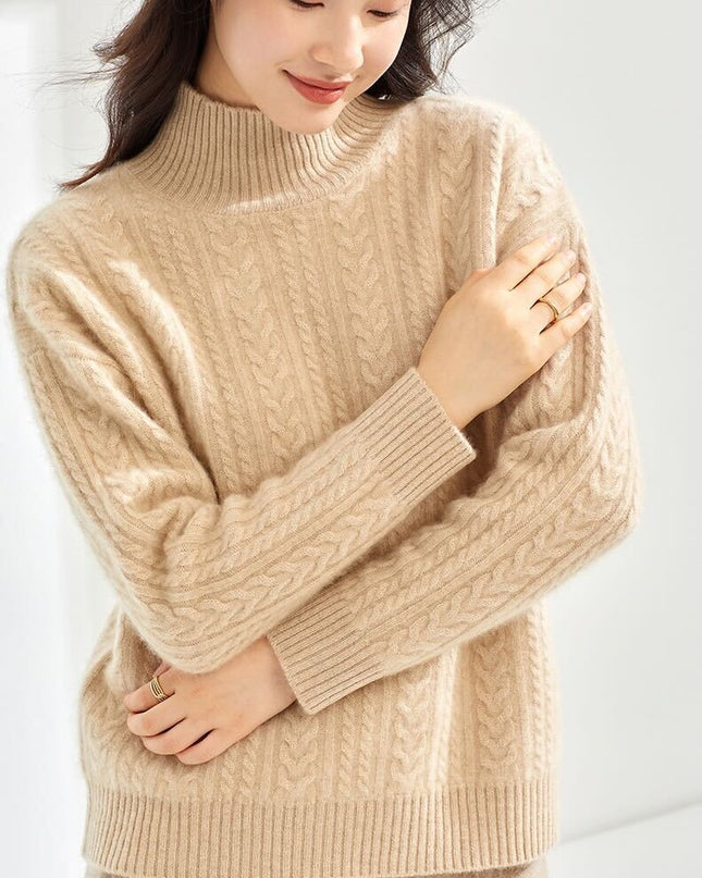 100% Luxury Women's Pure Cashmere Loose Knit Pullover Sweater ,Everything With Casual Temperament Cashmere Sweater