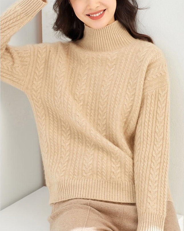 100% Luxury Women's Pure Cashmere Loose Knit Pullover Sweater ,Everything With Casual Temperament Cashmere Sweater